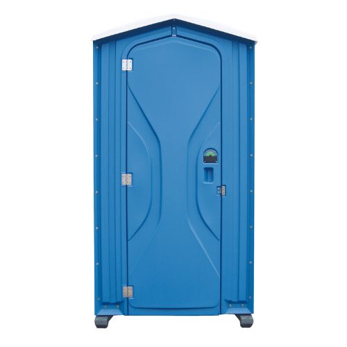 Royal blue Tuffway portable restroom