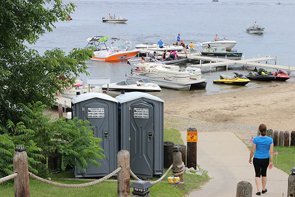 Northland Portables restroom units at a lake